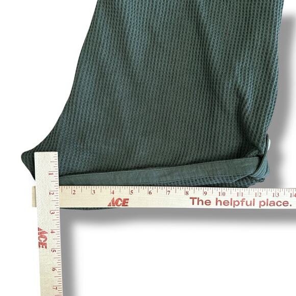 Olive Green Waffle Knit Button-Up Romper Size L Long Sleeve Collared Lounge - Picture 5 of 10